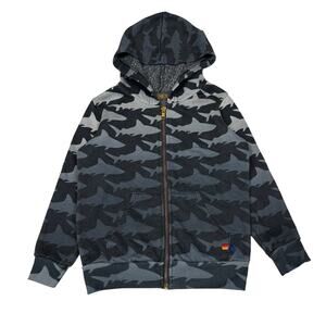 Aviator Nation Shark Print Full Zip Hoodie Kids Size 6 Rare